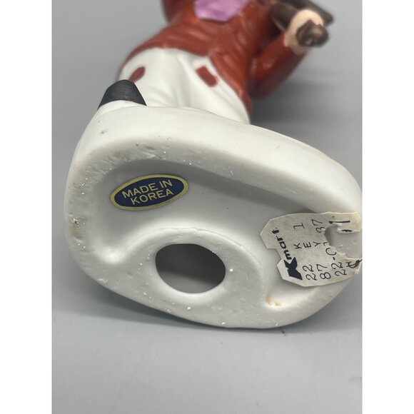 clown figurine white brown dots violin hat glass 5.5x2x2.5" collectable READ - Picture 5 of 5